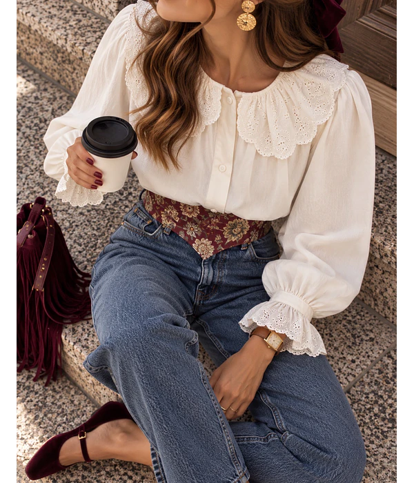 CAMISA BORDADA GOLA BÉBÉ 