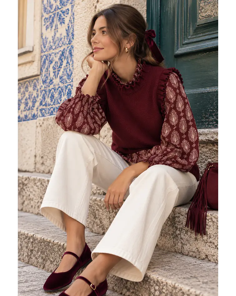 BLUSA ESTAMPADA BORDÔ