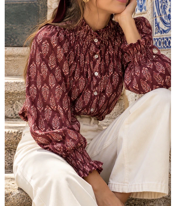 BLUSA ESTAMPADA BORDÔ