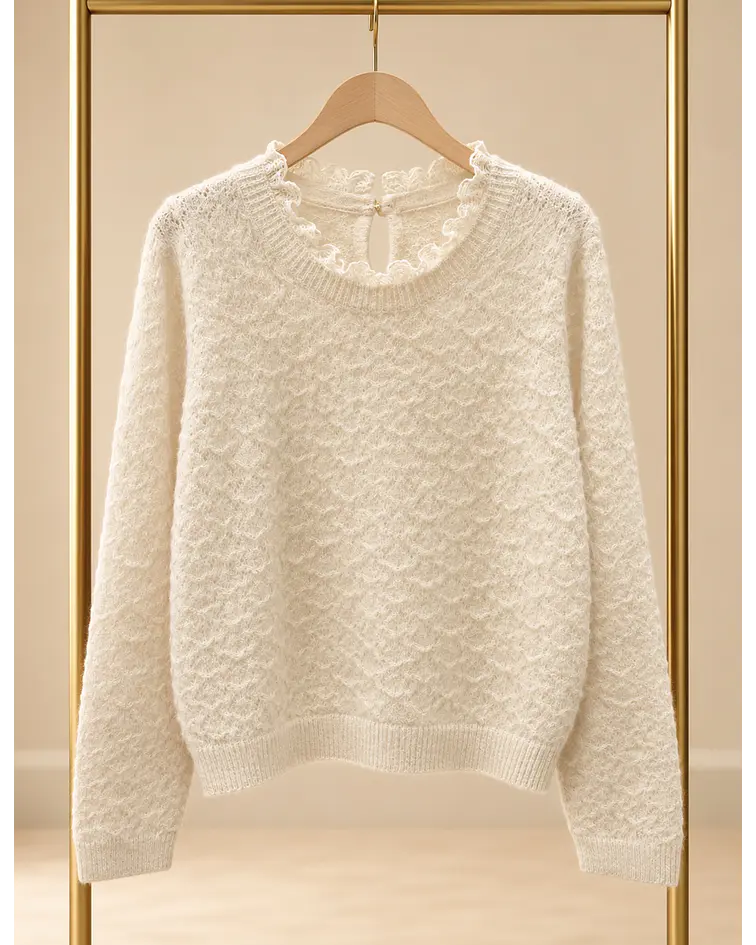 CAMISOLA MALHA COM FOLHO BORDADO