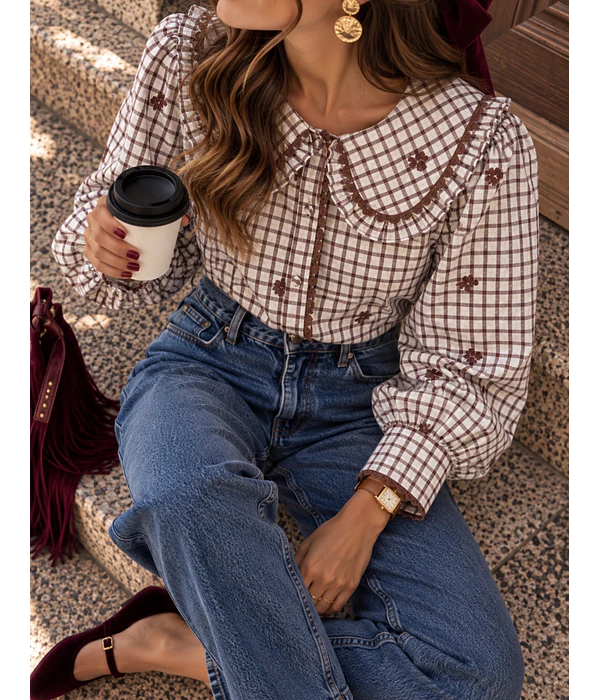 CAMISA BORDADOS CASTANHOS