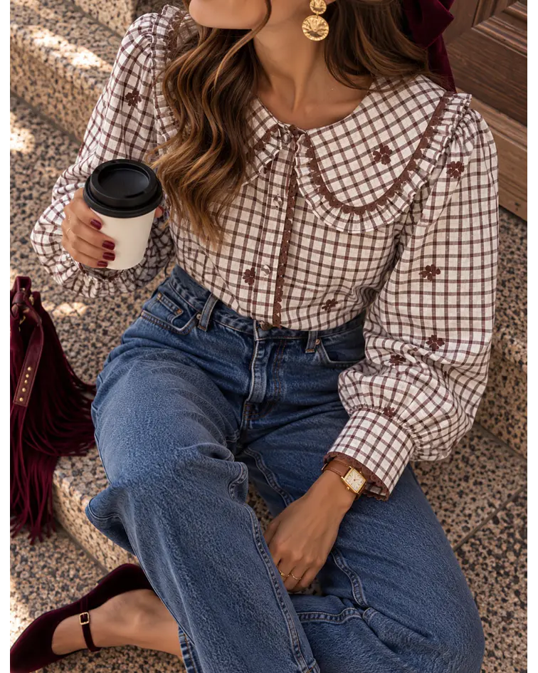 CAMISA BORDADOS CASTANHOS