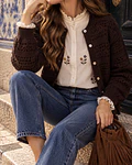 CAMISA BEGE COM FLORES BORDADAS 