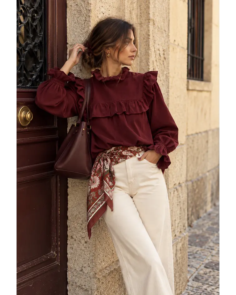 BLUSA BOMBAZINA BORDÔ