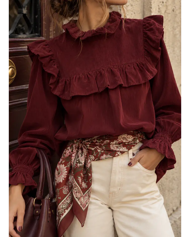 BLUSA BOMBAZINA BORDÔ