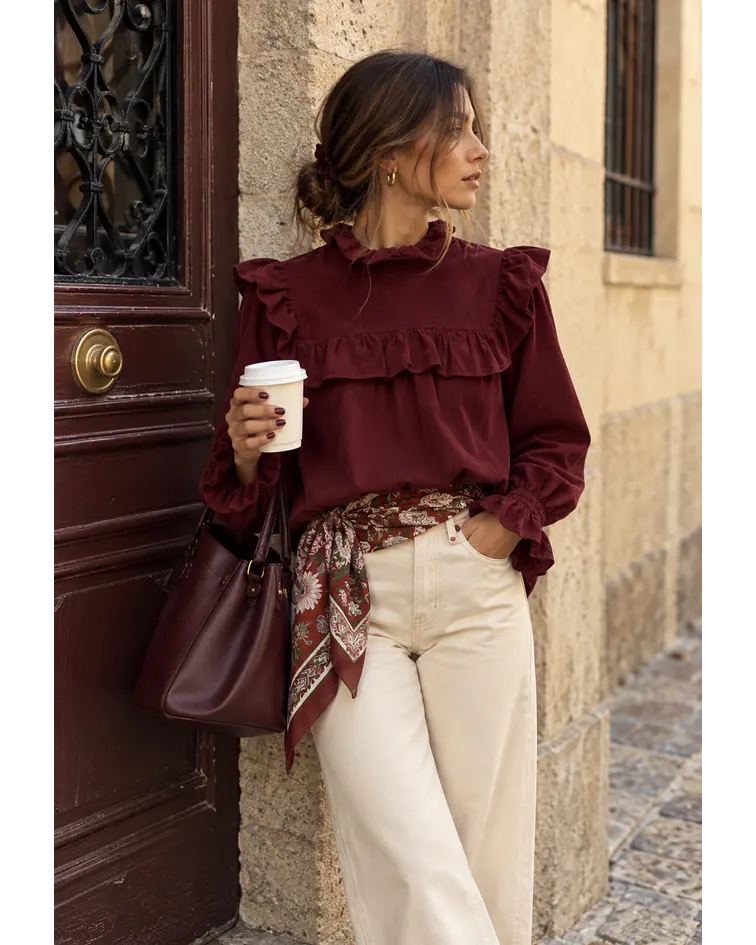 BLUSA BOMBAZINA BORDÔ