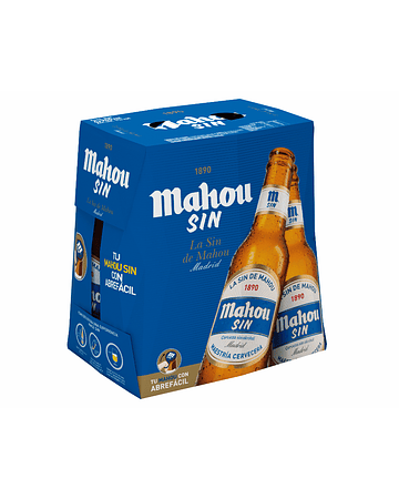 Cerveza Mahou SIN ALCOHOL - Pack 6 botellas de 250 ml.