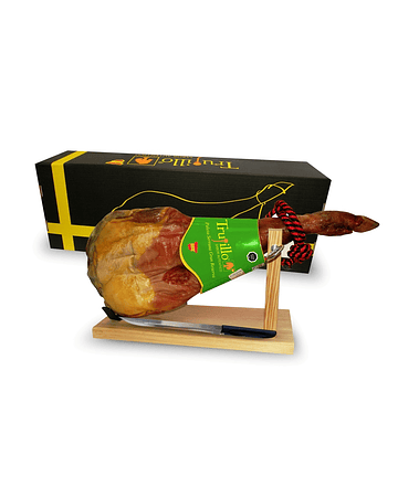 Caja Paleta de Jamón Serrano Reserva Trujillo Et. Verde + atril y cuchillo. Unidad 4,00 kg. aprox.