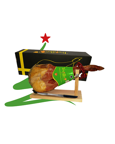 Caja Paleta de Jamón Serrano Reserva Trujillo Et. Verde + atril y cuchillo - unidad 3,8-4 kg. aprox.