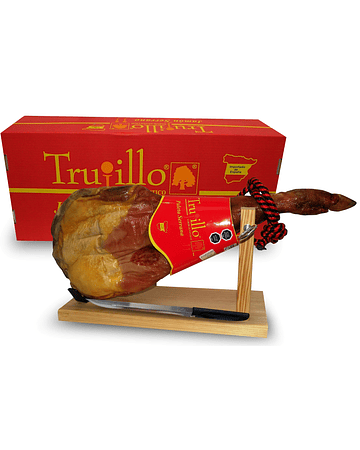 Caja Paleta de Jamón Serrano Trujillo Et. Roja+ atril y cuchillo - unidad 3,8-4 kgs. aprox. 