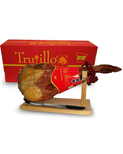 Caja Paleta de Jamón Serrano Trujillo Et. Roja+ atril y cuchillo - unidad 3,8-4 kgs. aprox. 