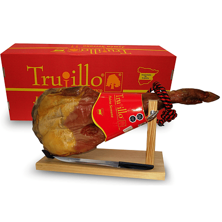 Caja Paleta de Jamón Serrano Trujillo Et. Roja+ atril y cuchillo - unidad 3,8-4 kgs. aprox. 