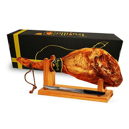 Caja Pata de Jamón Serrano Trujillo Et. Verde Reserva + atril y cuchillo - unidad 6,5 kg- aprox.