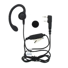 Audífono Kenwood con soporte tipo "C" a la oreja, PTT y micrófono en línea Portátiles VHF/UHF