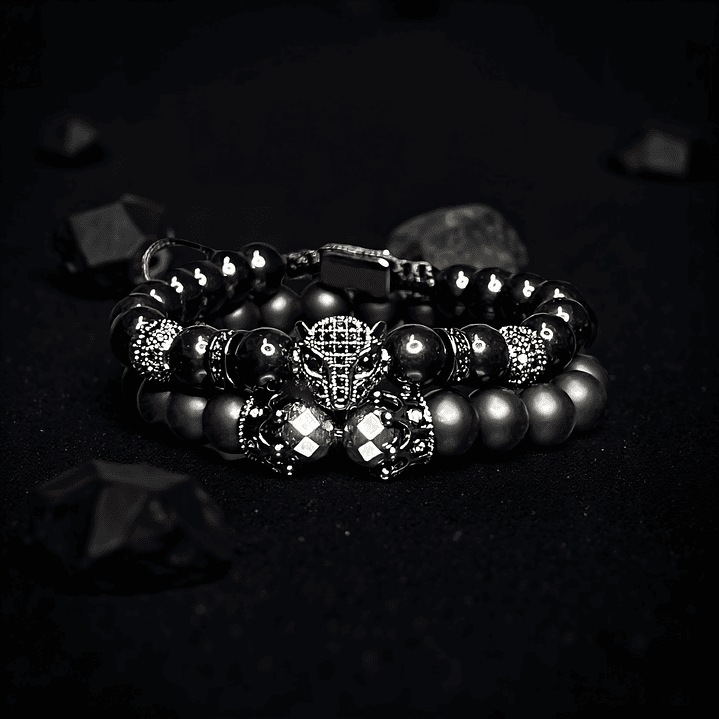 PULSERA PANTERA DOBLE ALL BALCK 2