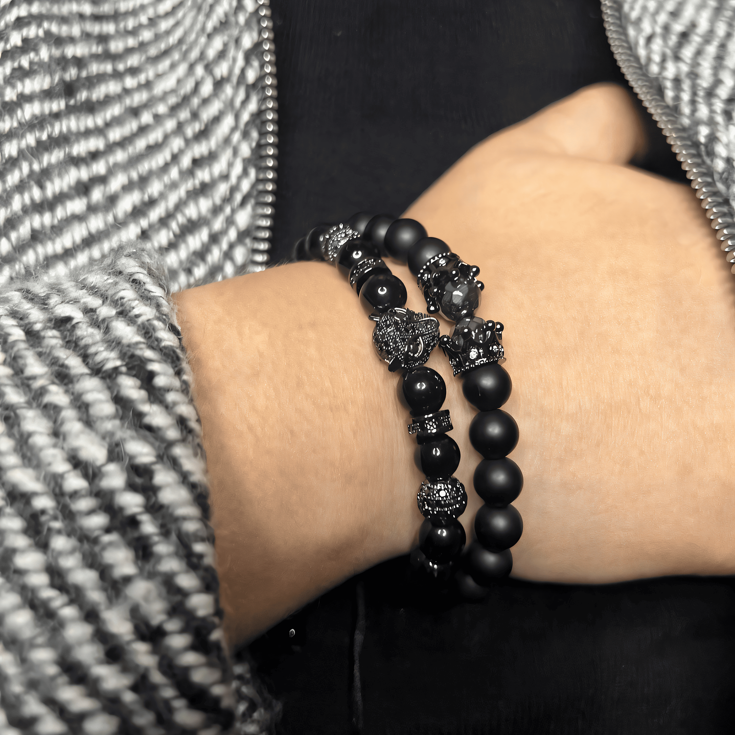 PULSERA PANTERA DOBLE ALL BALCK 3
