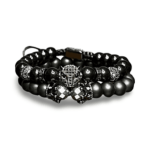 PULSERA PANTERA DOBLE ALL BALCK