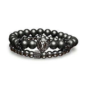 PULSERA LION DOBLE ALL BLACK 