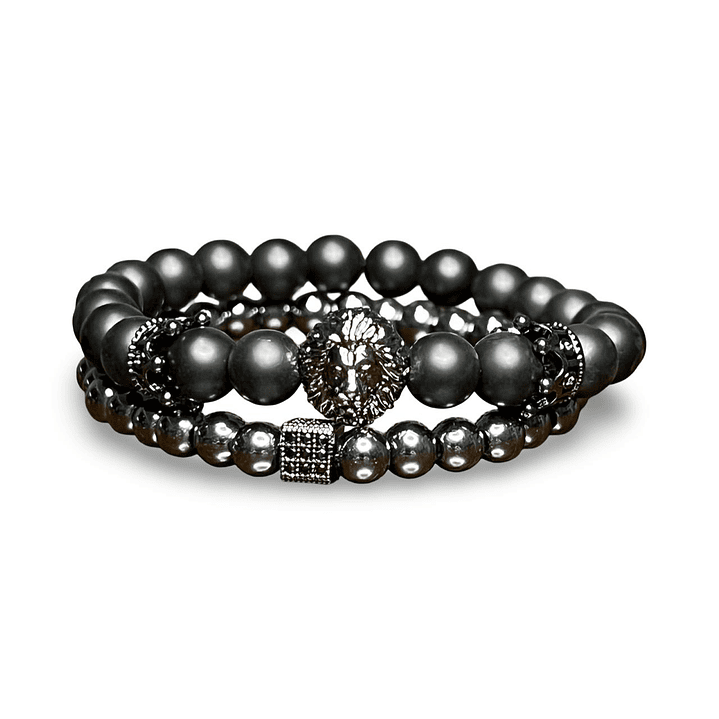 PULSERA LION DOBLE ALL BLACK  1