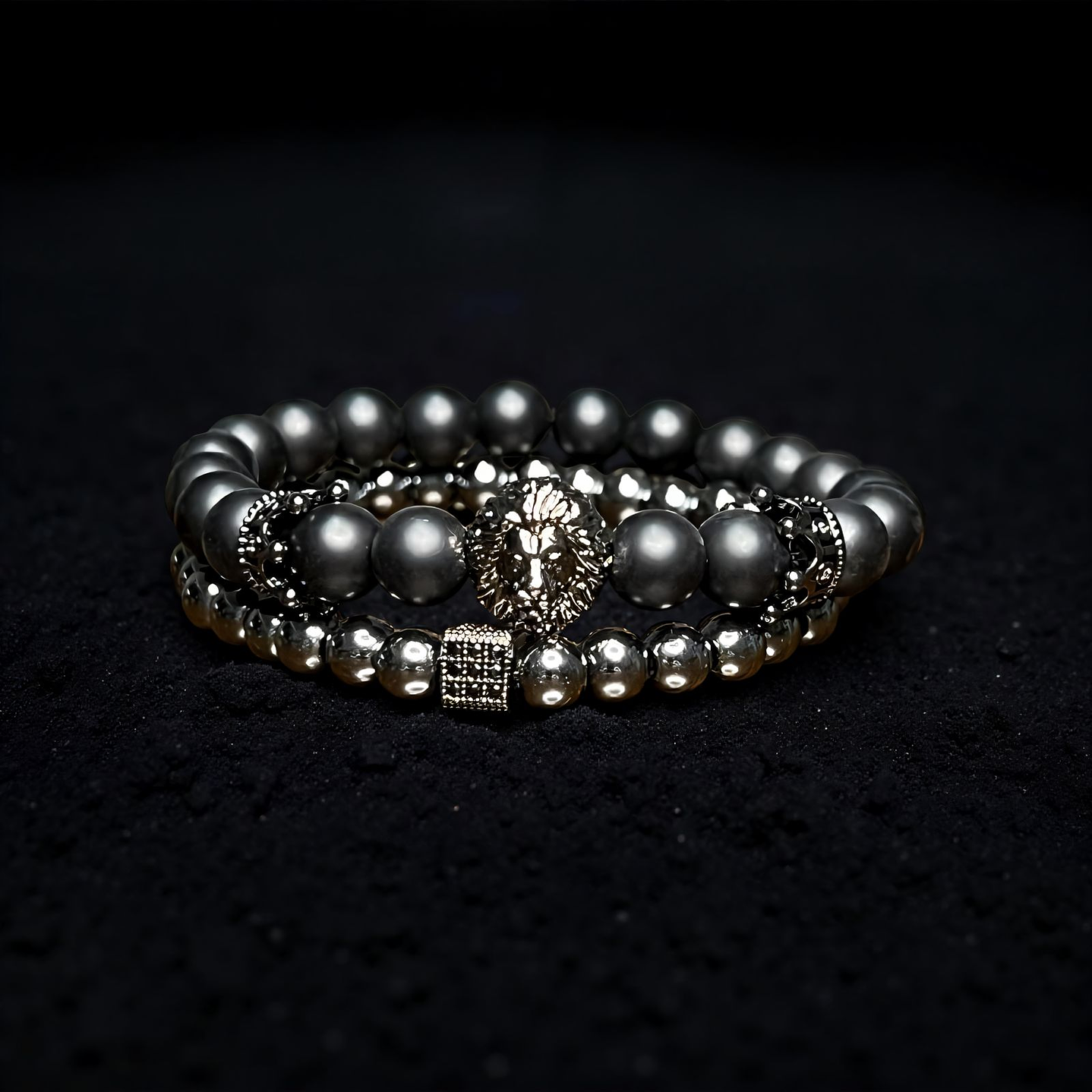 PULSERA LION DOBLE ALL BLACK  3