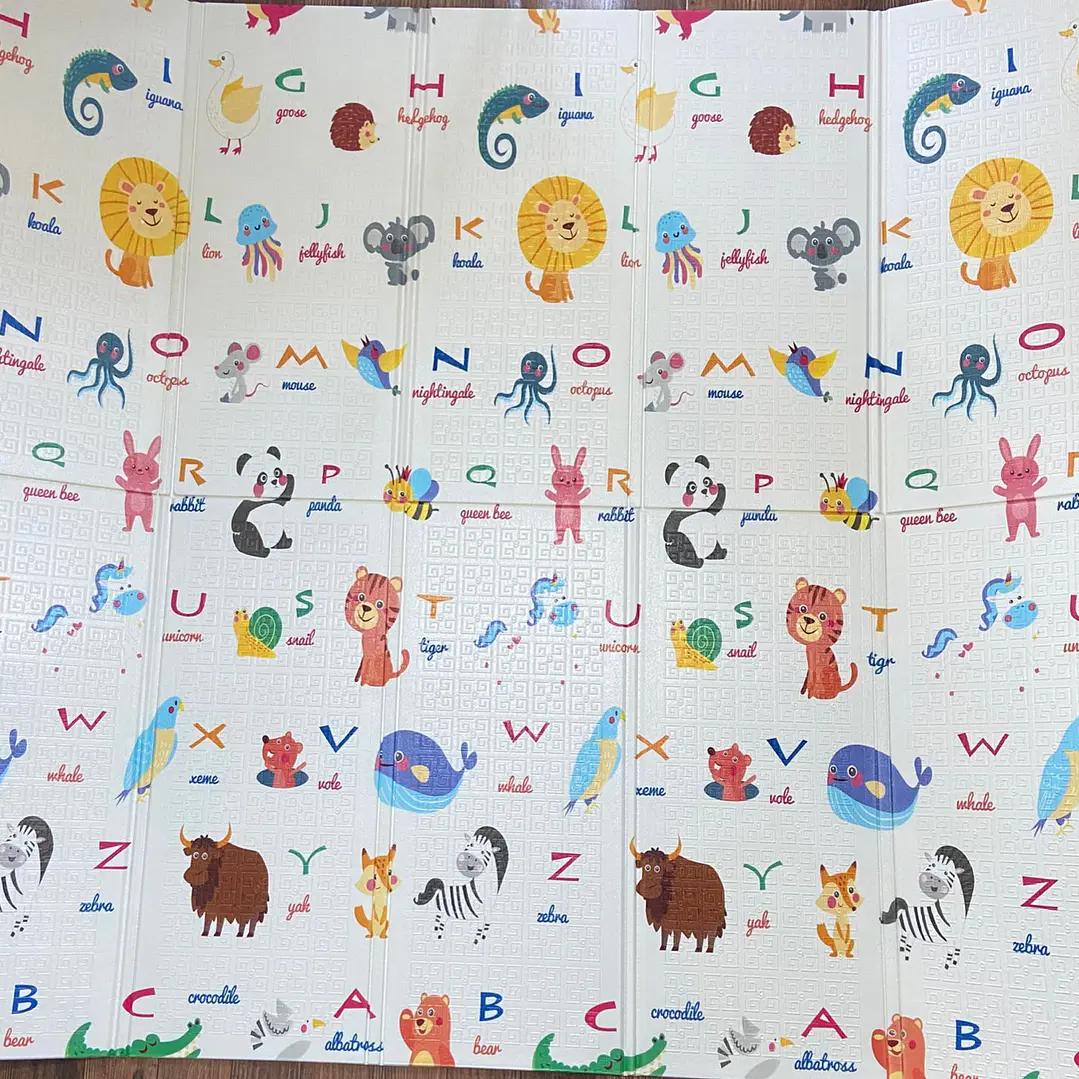 Alfombra Goma Eva Plegable Para Bebé 180x200 / Reversible, Play Mat Con Bolso. 6