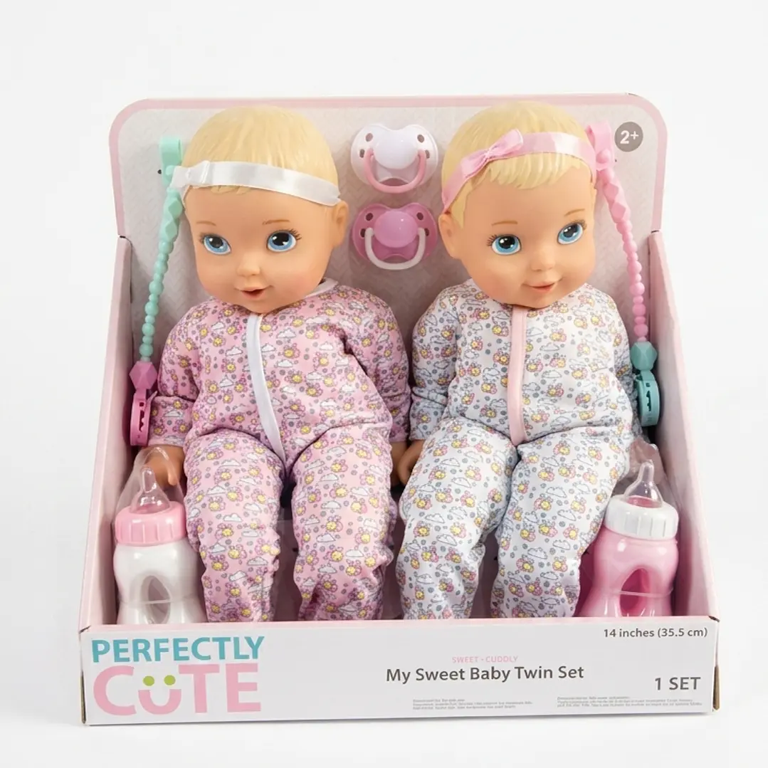 Set Muñecas Bebes Gemelas-mellizas Con Su Chupete Y Biberón. 1