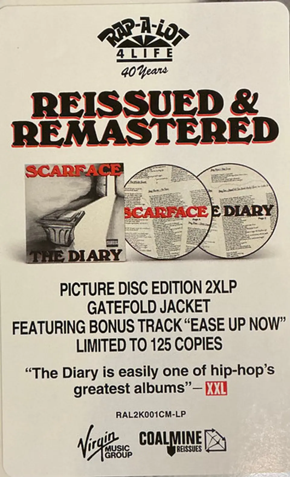Scarface – The Diary | Vinilo 2LP Edición Limitada 2026 – Rap-A-Lot Records 4