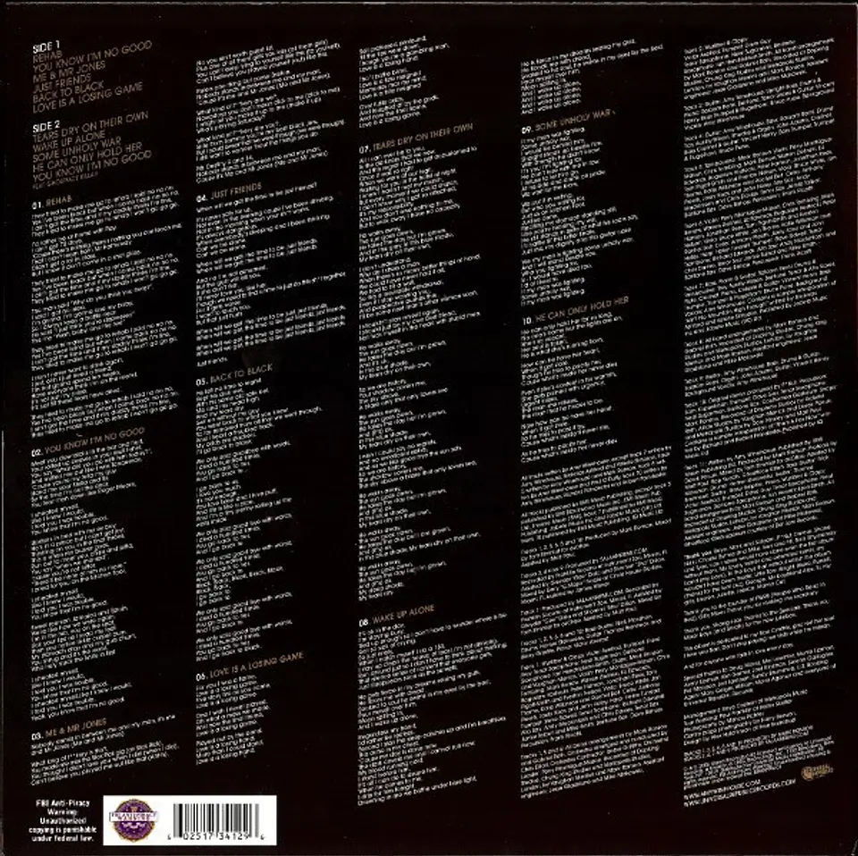Amy Winehouse | Back to Black | Vinilo LP | 2007 3