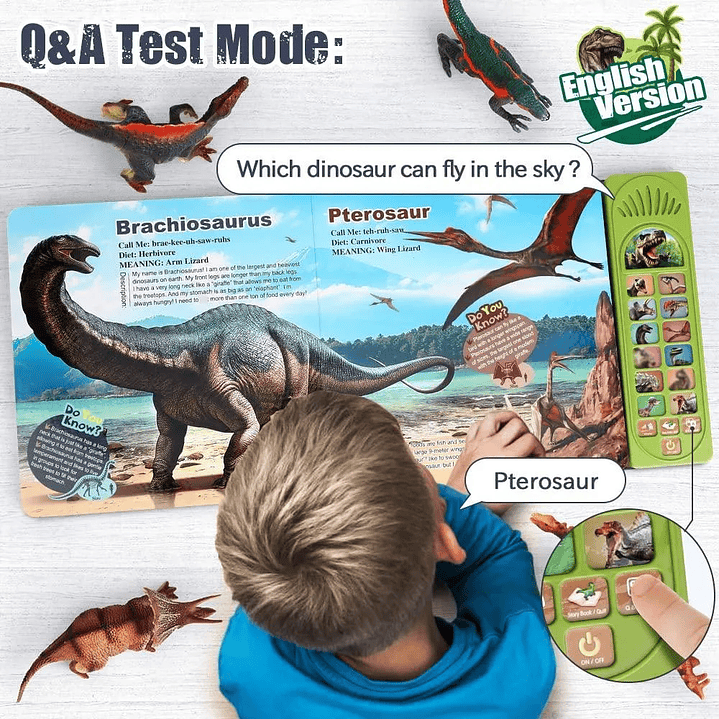 Juguetes De Dinosaurio Para Niños 12 Figuras Y Libro Interac 4