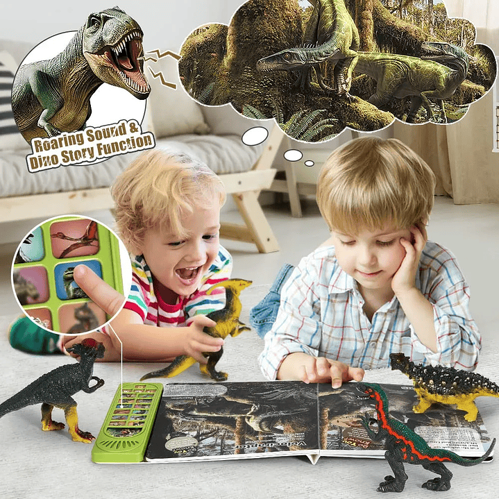 Juguetes De Dinosaurio Para Niños 12 Figuras Y Libro Interac 2