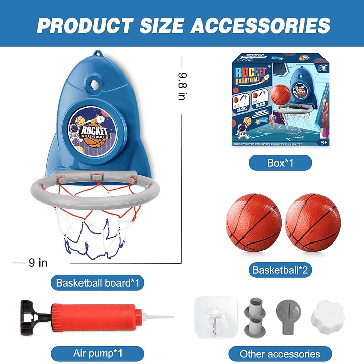 Rocket - Mini canasta de baloncesto para niños interior 5