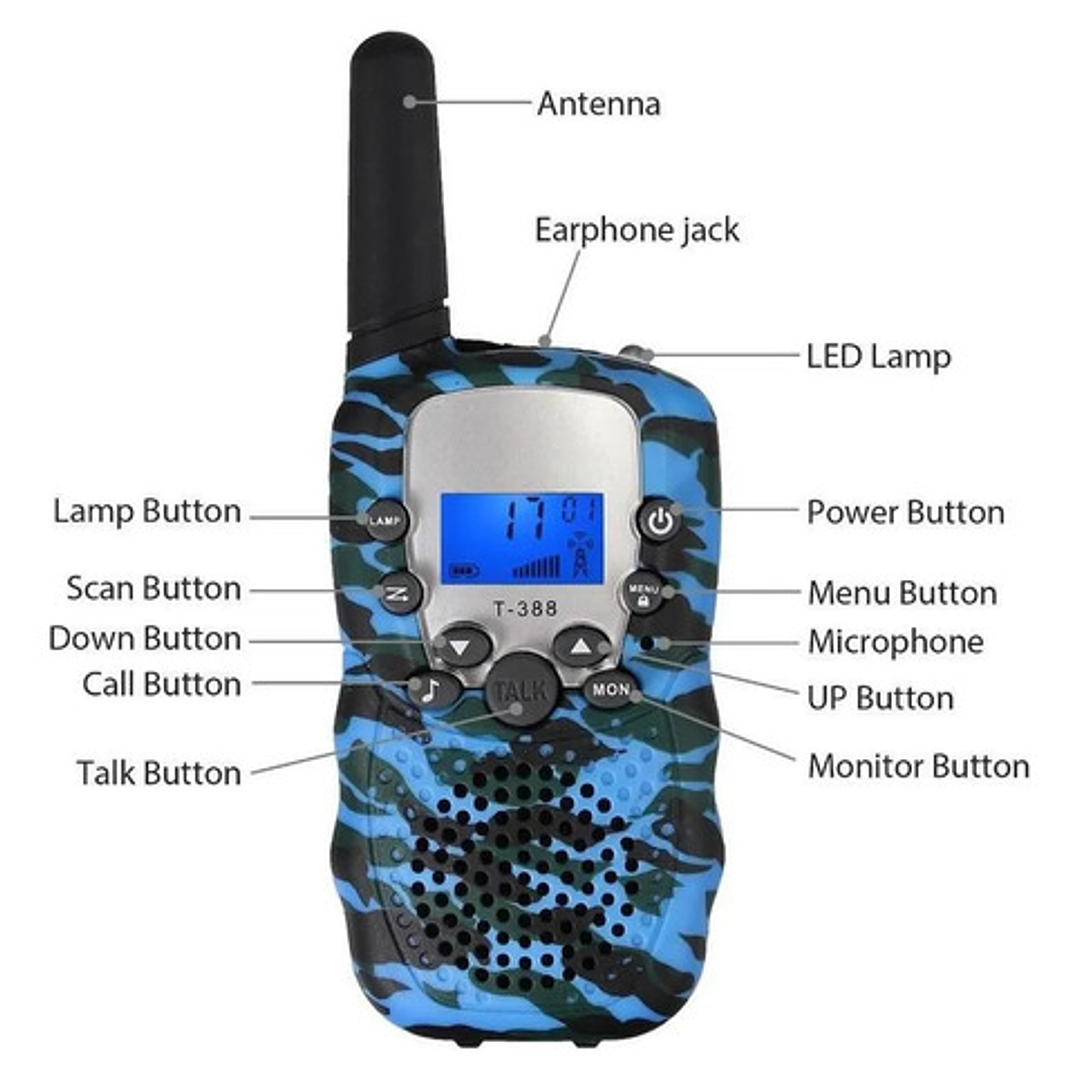 Walkie Talkies Para Niños T-388 Larga Distancia 22 Canales 2