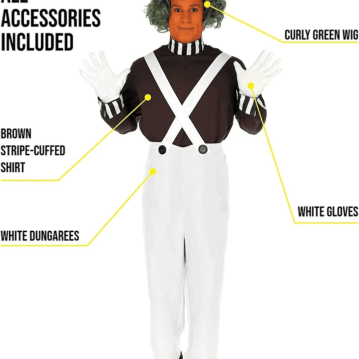 Disfraz Umpa Lumpa de fábrica de chocolate Fun Shack 4