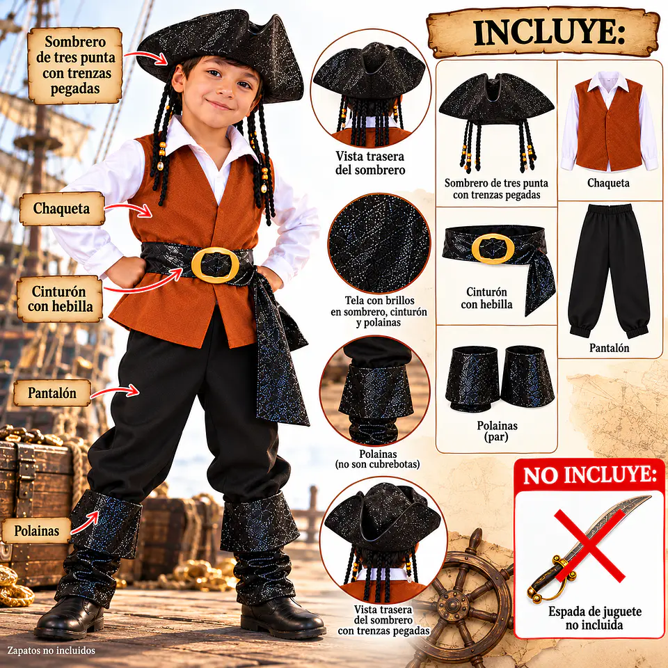 Disfraz De Pirata Para Niños, Jack Sparrow 7