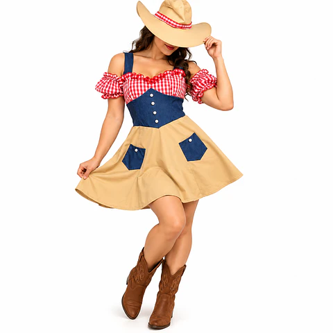 Disfraz de Vaquera Cowgirl Mujer Adulto Talla L Fun Shack