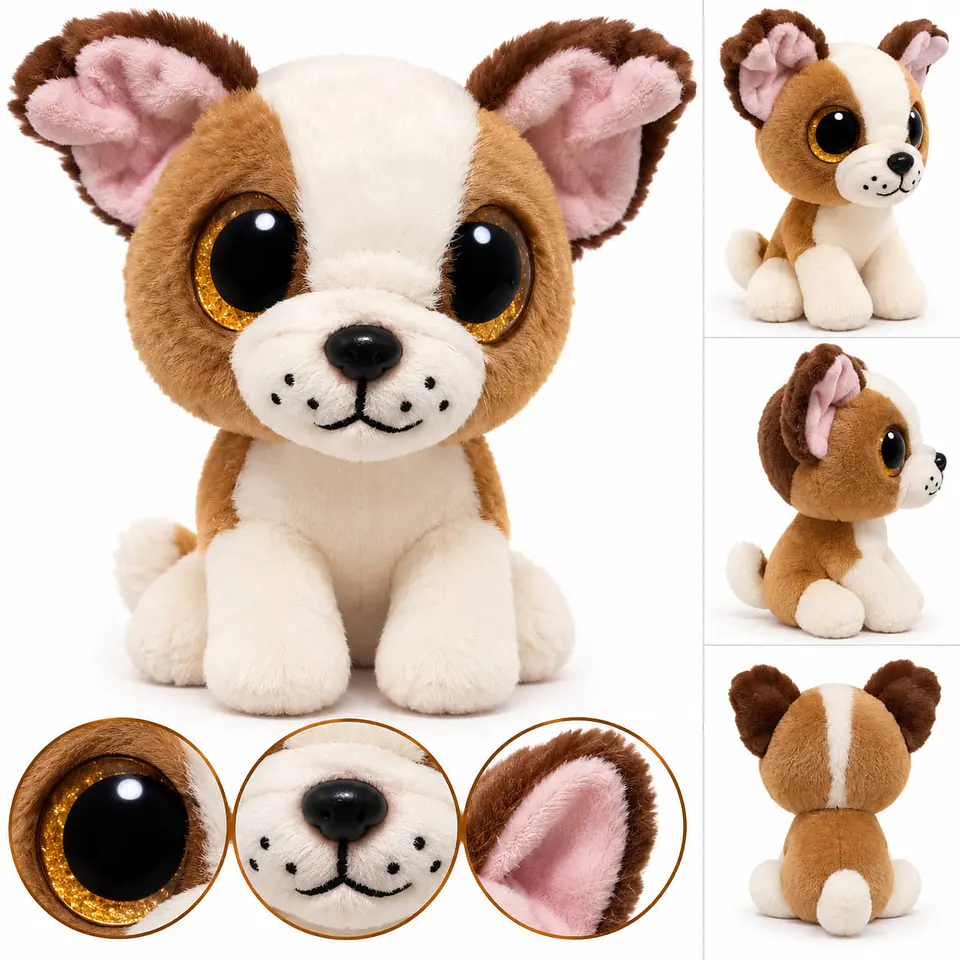 Peluche TY Beanie Boos Perrito Café y Blanco Mini 2