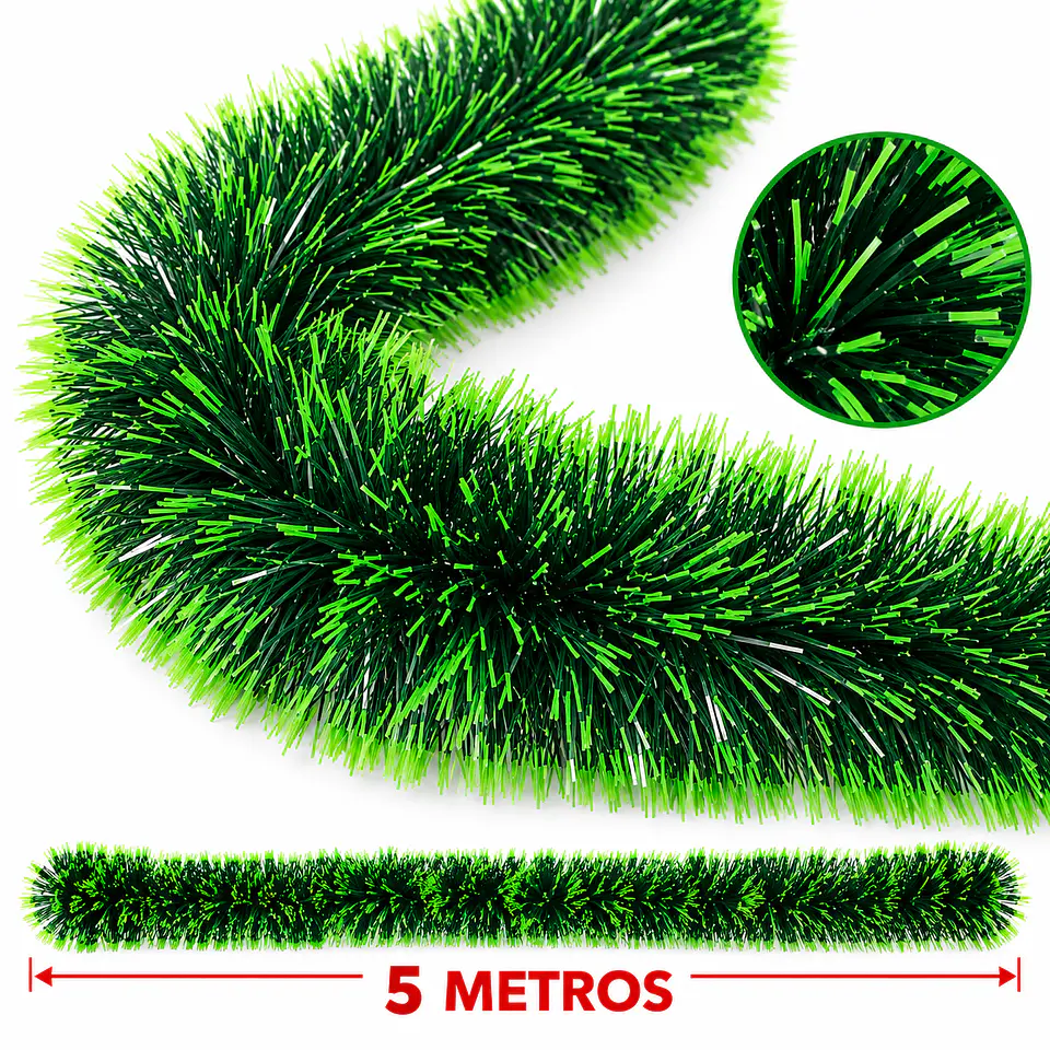 Pack 6 Guirnalda Navideña Espumillón 5 Metros Verde 5
