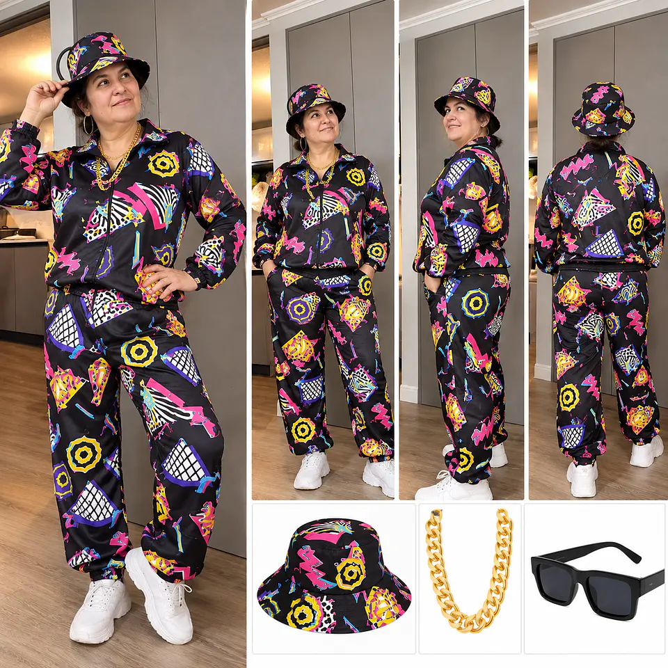 Disfraz Retro Años 80 Unisex con Accesorios Hip Hop 4
