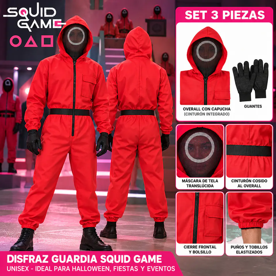 Disfraz Guardia Squid Game Talla M Unisex 3 Piezas 4
