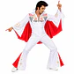 Disfraz Elvis Hombre Blanco con Capa Roja Rock & Roll - Miniatura 1