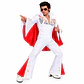 Disfraz Elvis Hombre Blanco con Capa Roja Rock & Roll - Miniatura 2