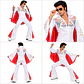 Disfraz Elvis Hombre Blanco con Capa Roja Rock & Roll - Miniatura 4
