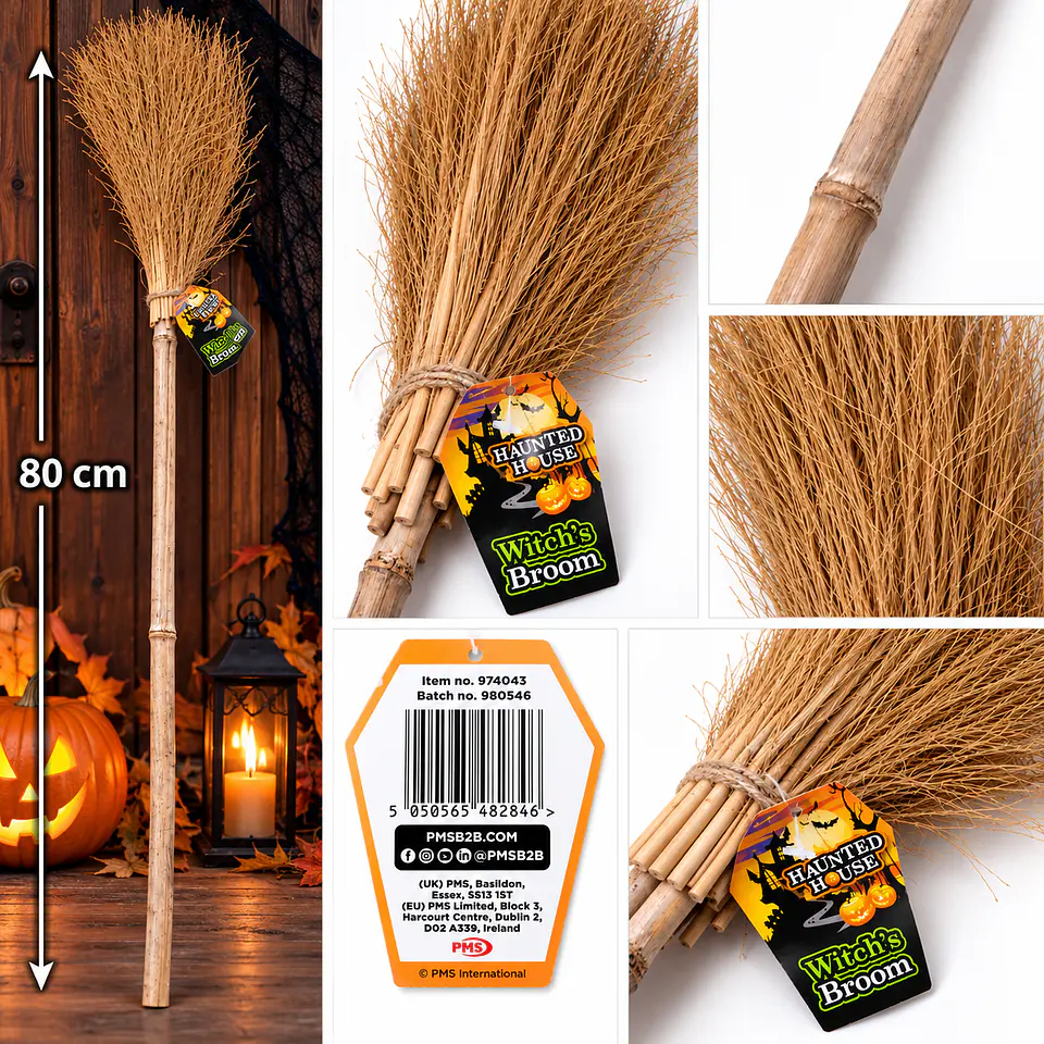 Escoba de Bruja Halloween 80 cm – Haunted House 3