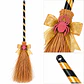 Escoba De Bruja Halloween Decorativa Dorada 80 Cm - Miniatura 1