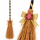 Escoba De Bruja Halloween Decorativa Dorada 80 Cm - Miniatura 2