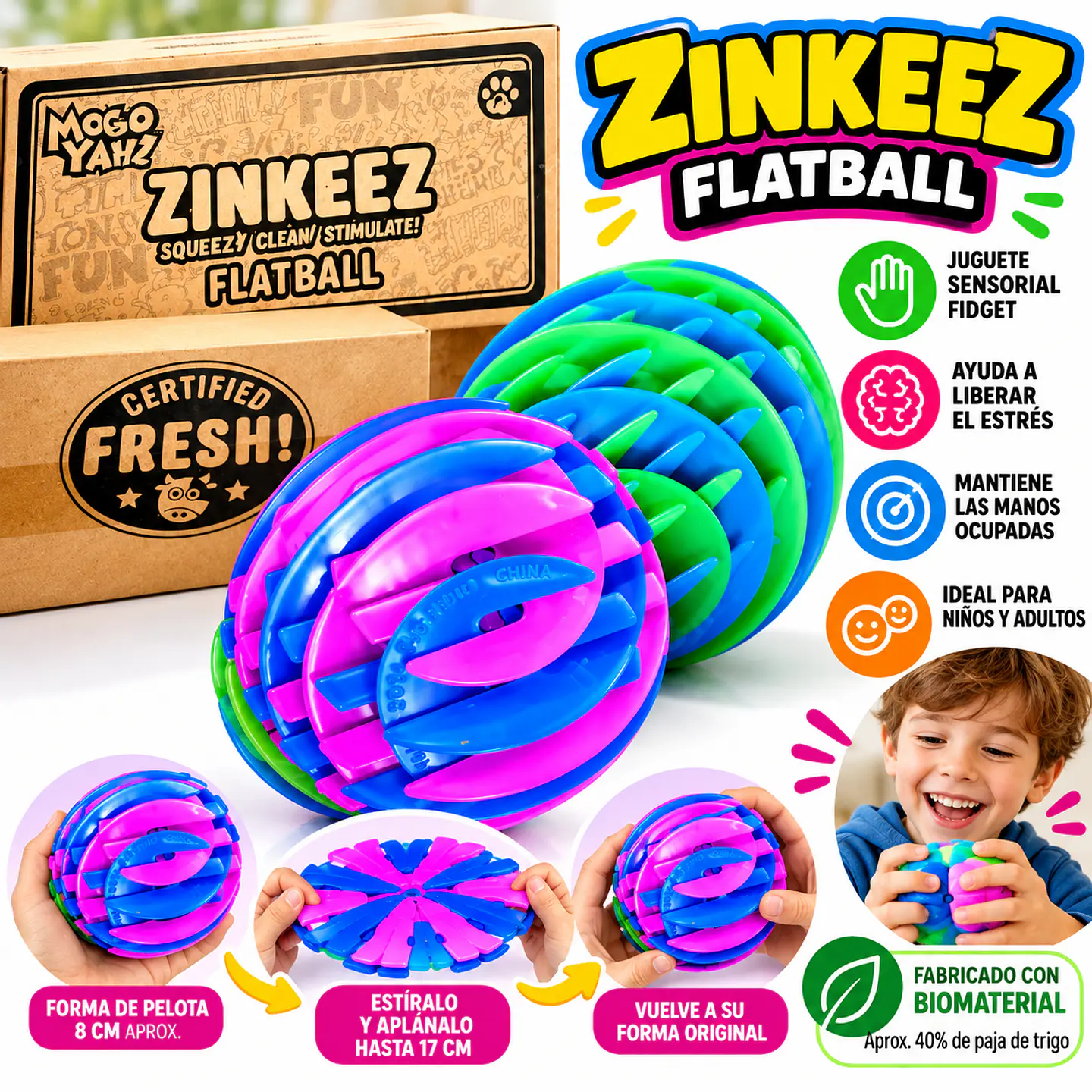 Zinkeez Flatball Pelota Sensorial Fidget Antiestres 2