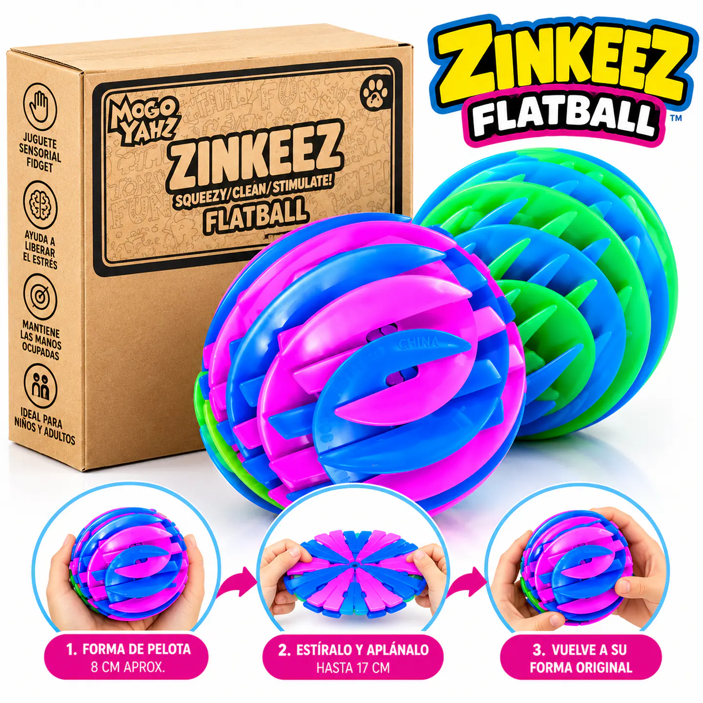 Zinkeez Flatball Pelota Sensorial Fidget Antiestres 4