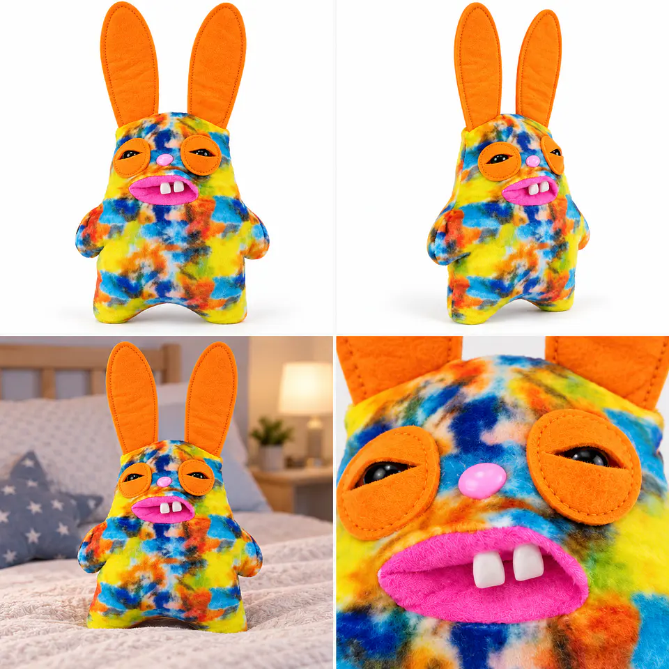 Fuggler Rabid Rabbit Peluche Multicolor Orejas Naranjas 4
