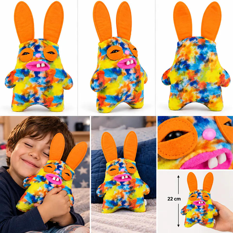 Fuggler Rabid Rabbit Peluche Multicolor Orejas Naranjas 5