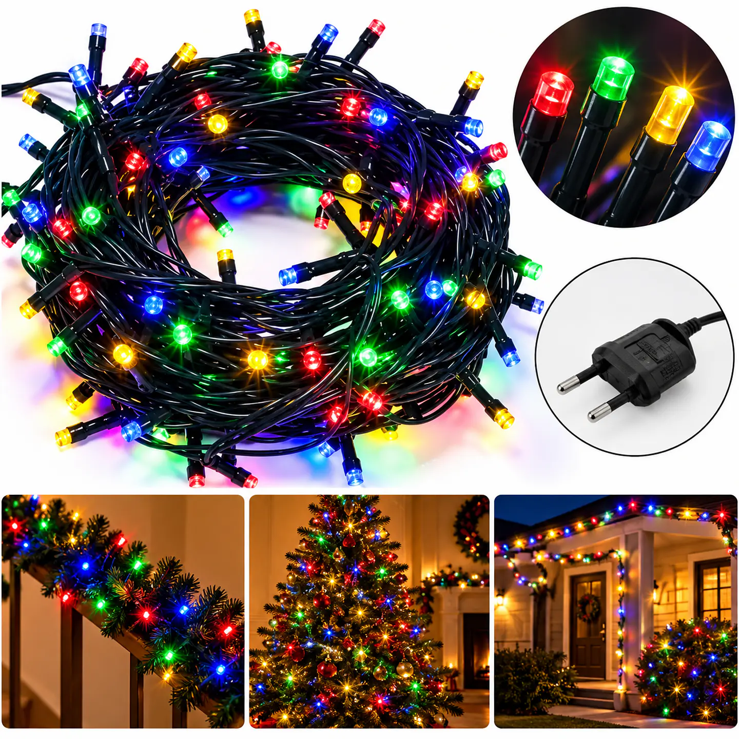 Luces De Navidad Led 100 Luces Led 7 Mts Blancas 4